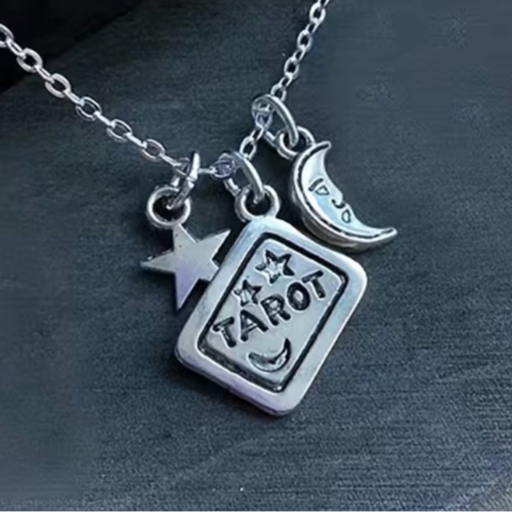 Tarot Card Star Crescent Moon Face Charm Necklace new unisex jewelry